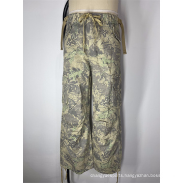 Camo Leaf Patterned Loose Fitting Workwear Pants